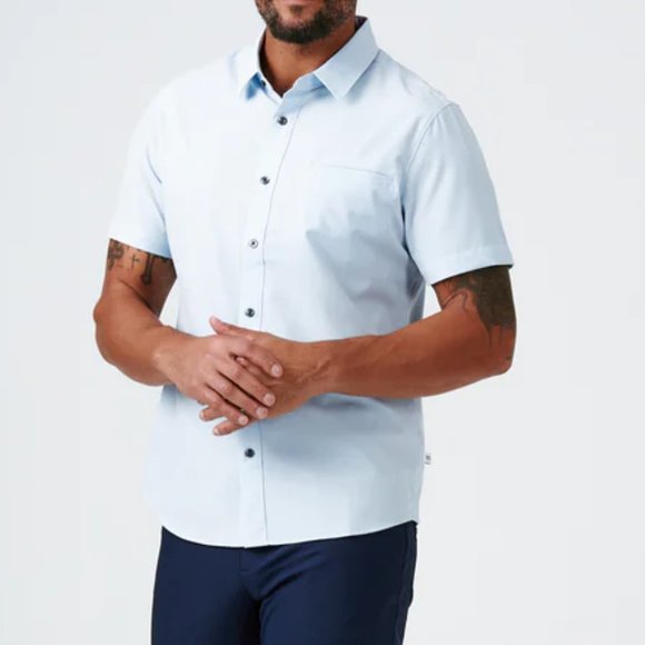 7Diamonds Grant Short Sleeve Shirt - Men's Size Small - Sky Blue